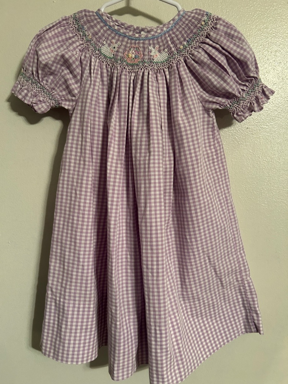 Smocked Lavender Gingham Kids Dress